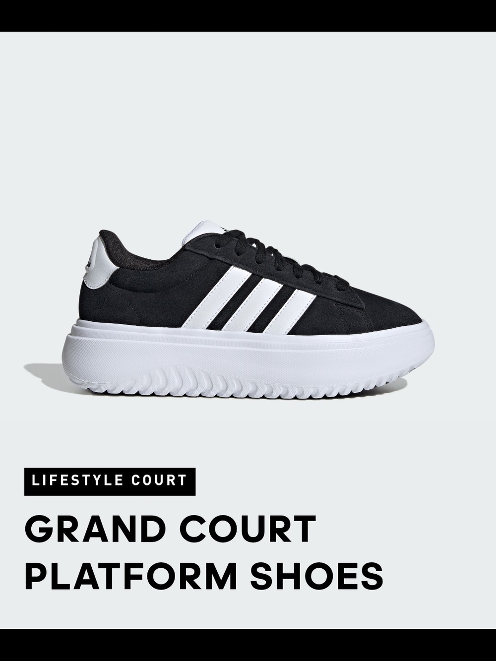 Adidas Grand Court Platform Sneakers in Black & White